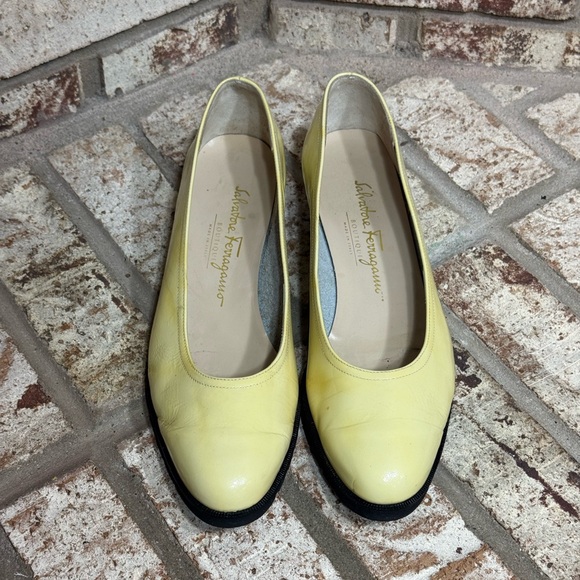 Salvatore Ferragamo Shoes - Vintage Salvatore Ferragamo Italian Yellow Patent Leather Flats Size 8
